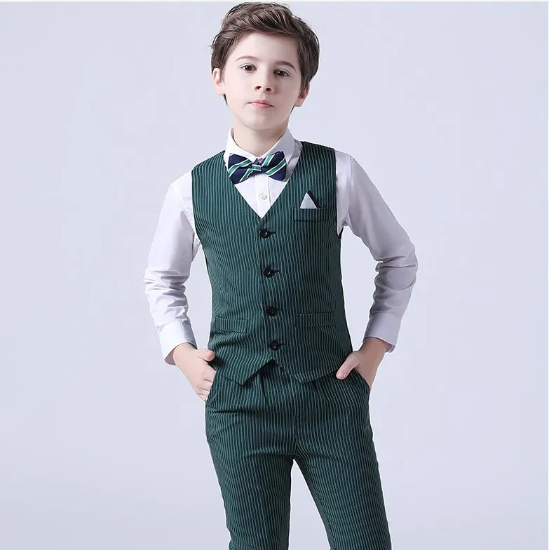 Boys Summer Wedding Suit Kids 1Year Birthday Vest Pants 2PCS Formal Suit Child Party Ceremony Costume Teenager Pography Suit 251017