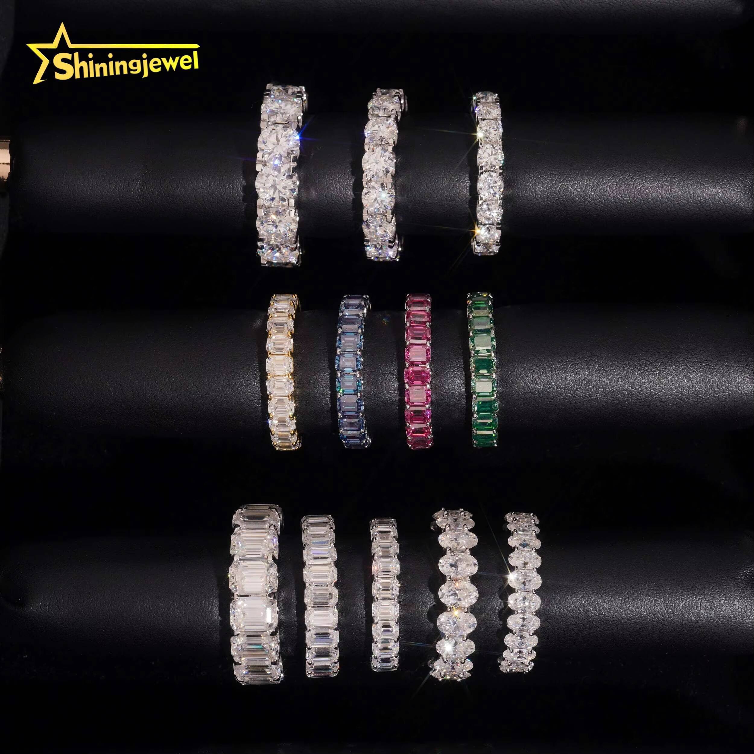 Fine Jewelry 925 Silver VVS D Color Fancy Cut Moissanite Engagement Ring Band Custom Iced Out Diamond Rings for Women