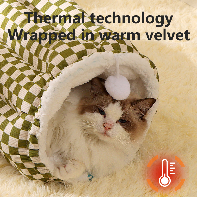 Unnel Cat Bed & Mat 2-in-1: Multi-size customizable. Made of lamb wool-like fabric, it is a winter warm, removable and washable dog bed & mat. Product