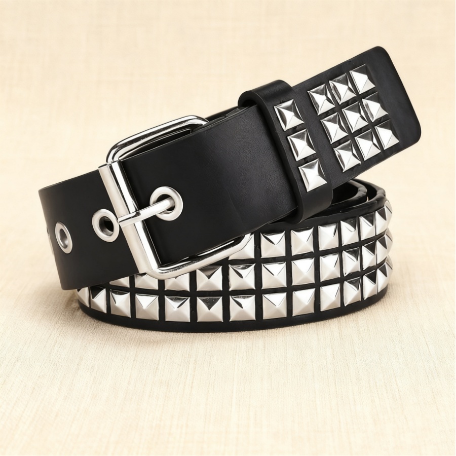 Leopard & Zebra Printed Punk Rock Studs Womans Belt - Stylish Metal Buckled Accessory