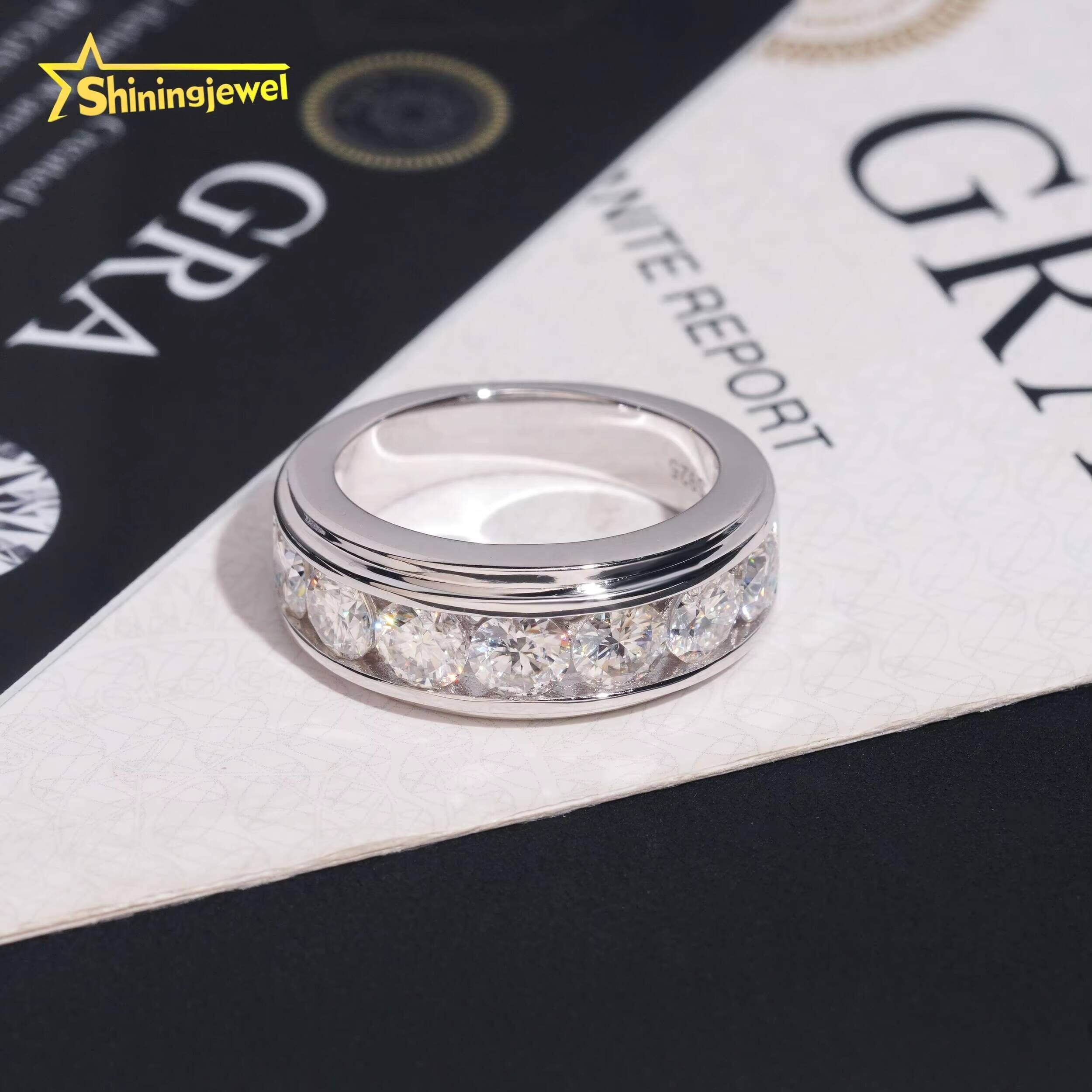 Pass Diamond Tester Custom Made GRA Certificate Half Eternity VVS Moissanite 925 Silver Ring