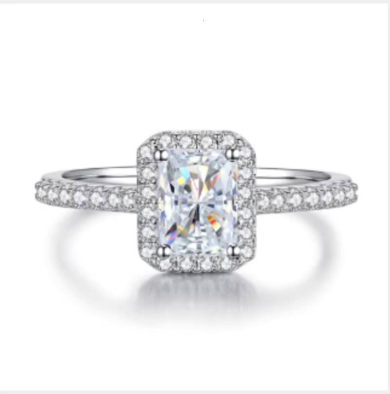 GRA Certificate Emeraude Cut 1 2ct Diamond Moissanite Rings 925 Sterling Silver for Women Wedding Engagement Jewelry Gifts