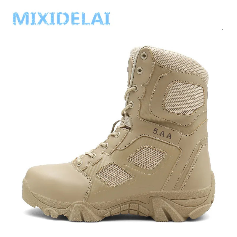 MIXIDELAI Size 3947 Desert Tactical Mens Boots Wearresisting Training Boots Waterproof Outdoor Hiking Men Combat Ankle Boots 251010