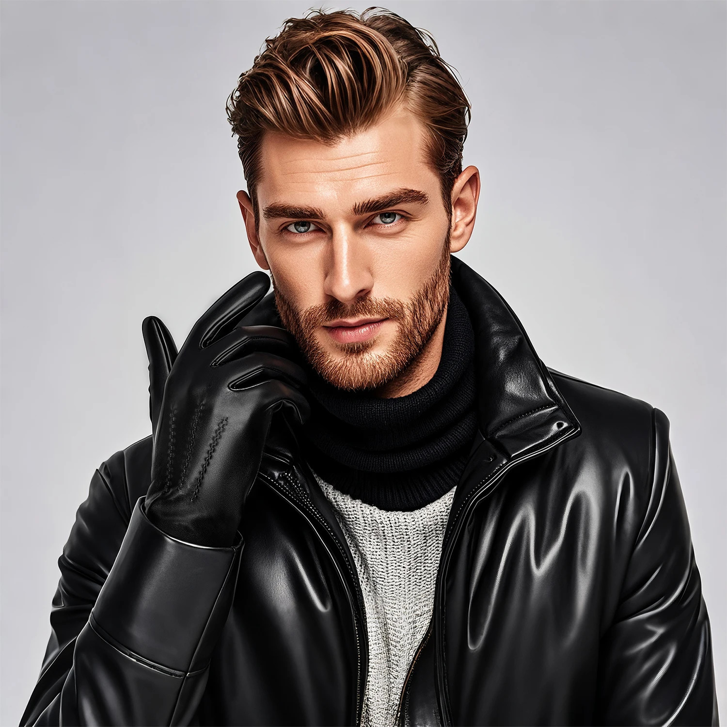 BISON DENIM Sheepskin Leather Gloves for Men Winter Warm Cashmere Lined Touchscreen Sport Gloves for Running Cycling Ski Driving 251015