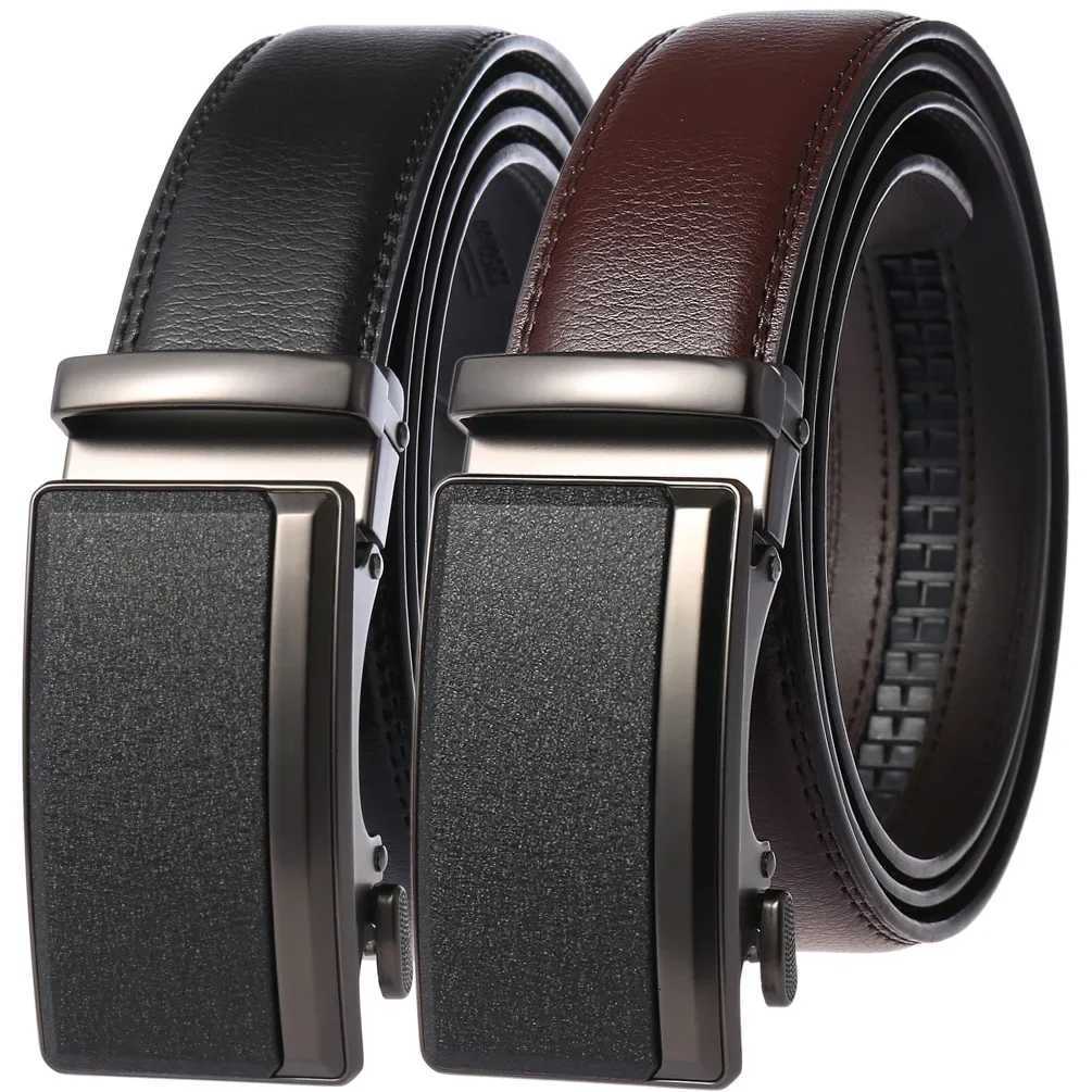 Mens Leather Belts Fashion Automatic Buckle Cowskin Male Belts Luxury Designer Black Brown 35cm W251018