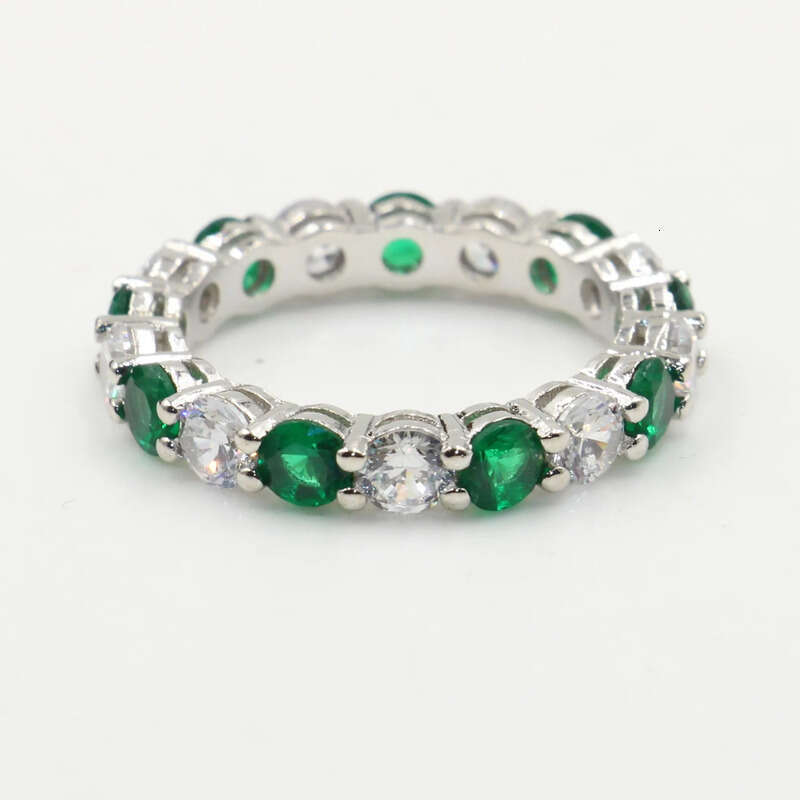 Size 5-10 Drop Shipping High Quality Jewelry Sterling Sier Emerald Gemstones CZ Dia Lucky Wedding Engagement Band Ring Set