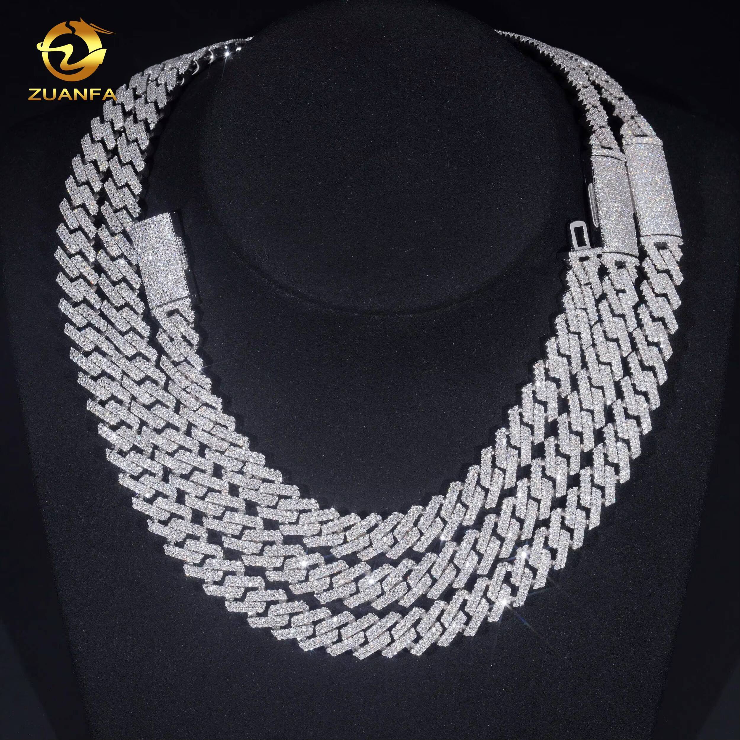 12mm Custom Hip Hop Rapper Jewelry Necklace Men Diamond Iced Out Cuban Link Chain 925 Silver VVS Moissanite Necklace Bracelet