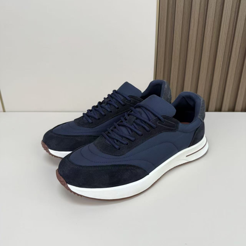 Fashion Men Casual Shoes Week End Walk Sneakers Italy High End Low Top Blue Suede Increased Rubber Breathable Designer Tennis Athletic Shoes Box EU 38-46