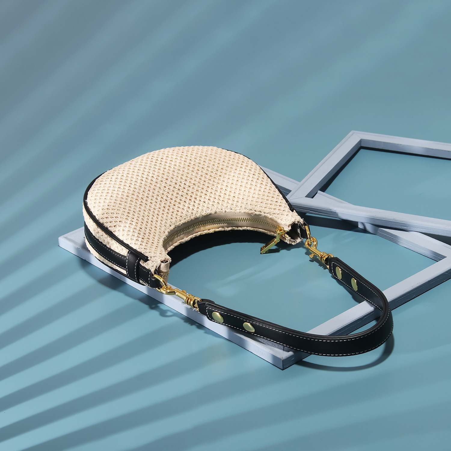 Luxury Brand Designer Bag Summer New Straw Woven Moon Bag 2024 Korean Version Versatile Shoulder Underarm Bag For Women Niche Crossbody Bag