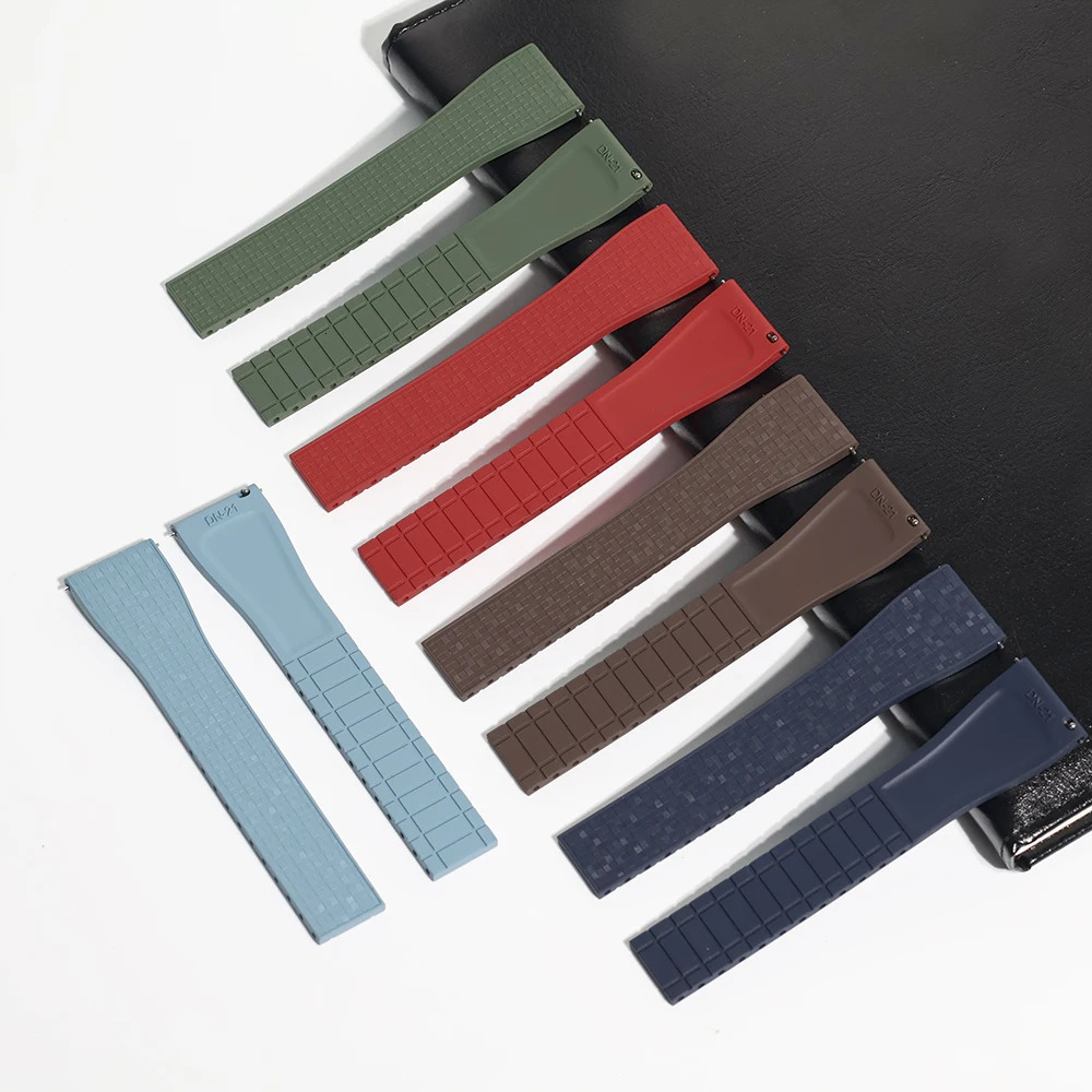 CTS FKM Rubber Watch Strap 16mm 18mm 19mm 20mm 22mm Quick Release Butterfly Buckle Watch Band FKM Strap Cut To Size 251016