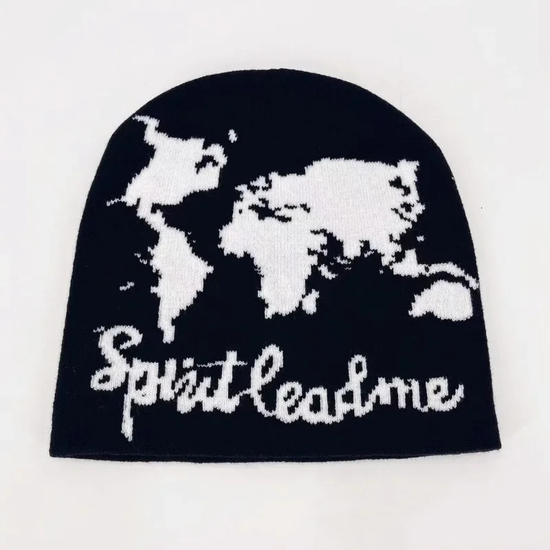 1pc Earth Letter Beanies Hats for Men and WomenWarm Vintage Hip Hop Personal StreetwearSuitable for Winter Halloweenparty 251014