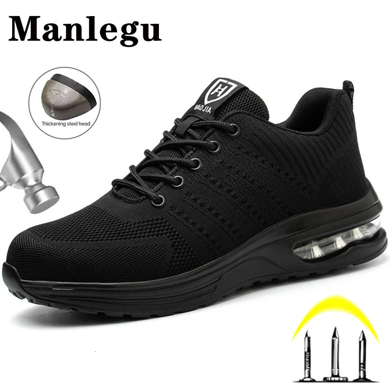 Lightweight Safety Shoes Women Men Air Cushion Work Sneakers Steel Toe Shoes Construction Safety Boots Antismash Work Shoes 251013
