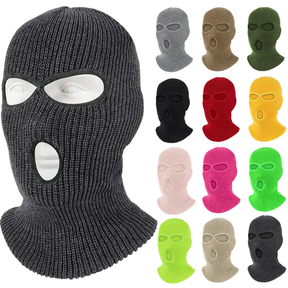 Winter Unisex Knitting Balaclava Hat with Ear Warmer Solid Color Breathable Face Mask Cycling For Outdoor Cold Weather 251014