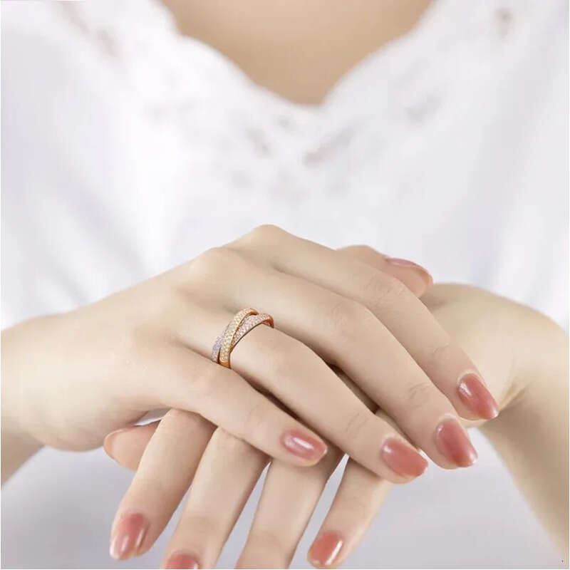 Rulalei Brand Gorgeous Three Color Wedding Rings Jewelry Sterling Sier Rose Gold White Pave Micro 5A Zircon CZ Dia Party Women Cross Band Ring Gift