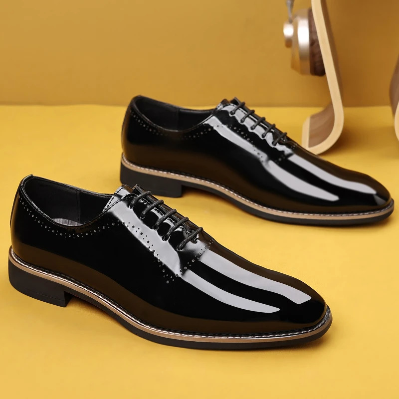 Men Oxford Shoes High Quality Patent Leather Men Shoes Comfortable Dress Wedding Party Shoes Classic Business Formal Shoe 251017
