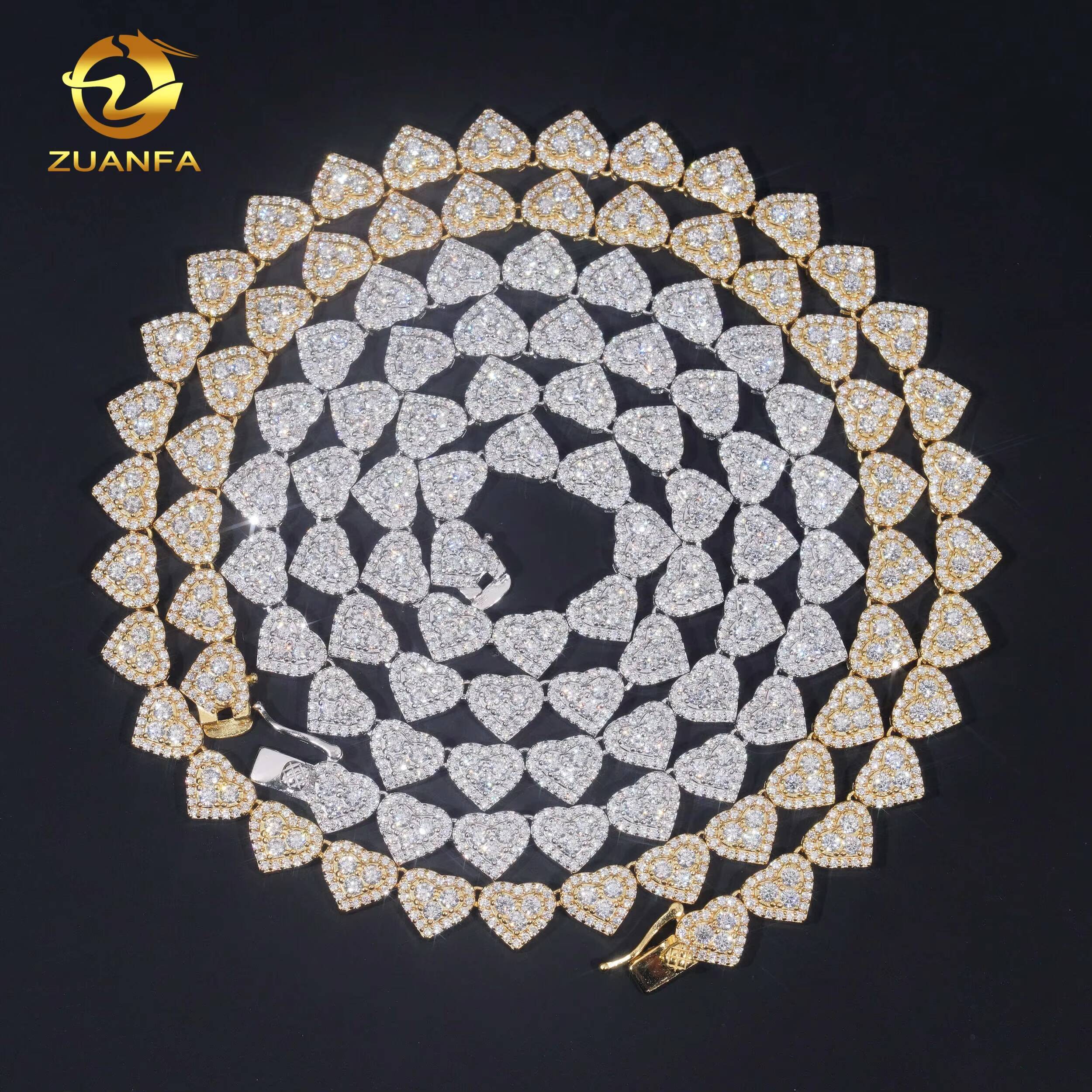 GRA Certificate 8mm Heart Shape Hip Hop Jewelry Iced Out Bracelet Diamond Cuban Link Chain Moissanite Necklace Bracelet Men