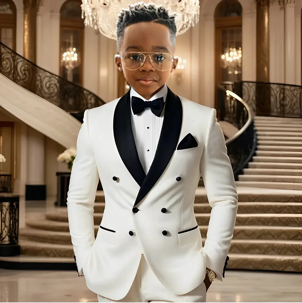 Boy Suits for Wedding Tuxedos with Black Shawl Lapel Double Breasted Mint Kids Wear Two Pieces Slim Flit Prom Party Blazer 251017