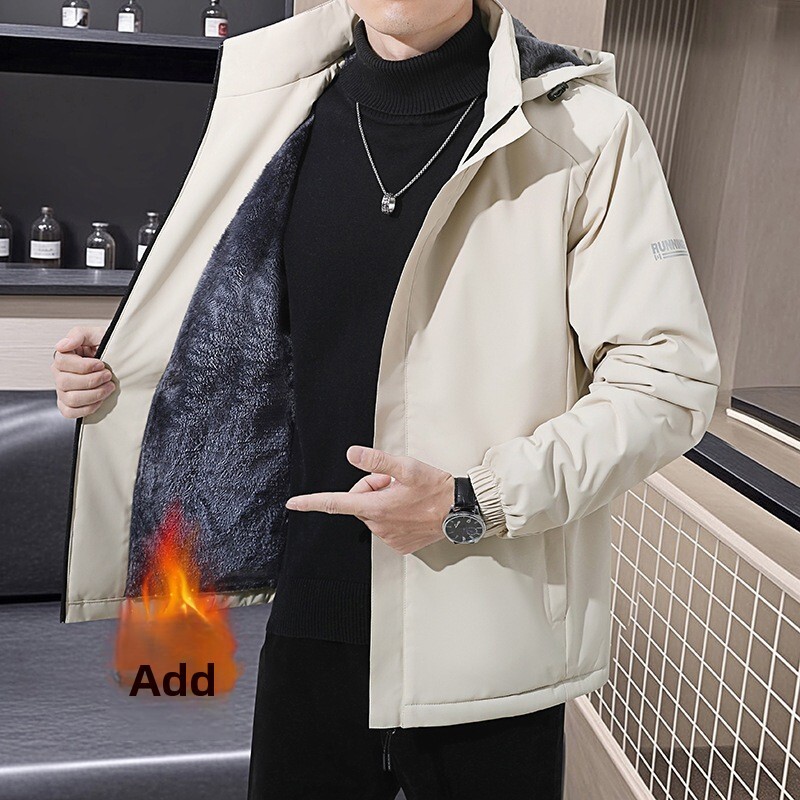 Cross-border Winter Windproof Jacket Men's Thick Detachable Designer Hoodie Jacket Tracksuit Men Polo Veste Coat Hood Workwear Jacket Fleece Line