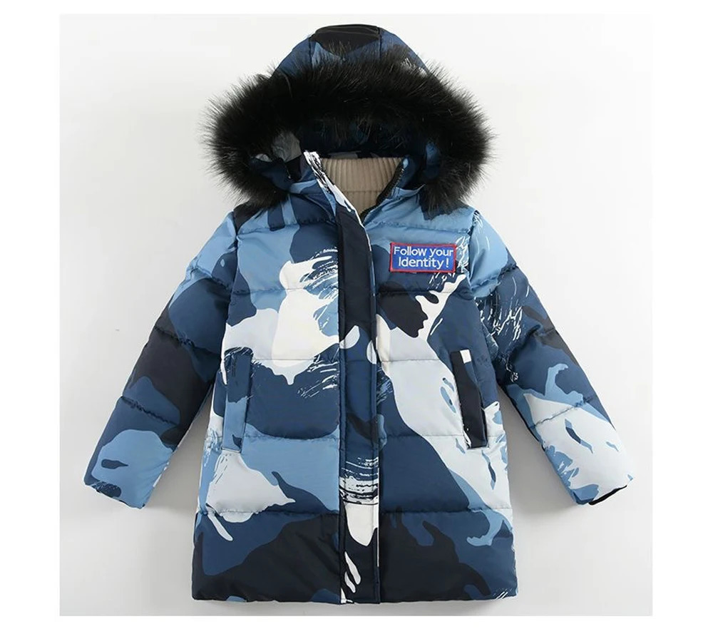 Winter Kids Thickened Long Coats Boys Camouflage Padded Hooded Cotton Jackets Plus Velvet Warm Outerwear Children Clothing 251017