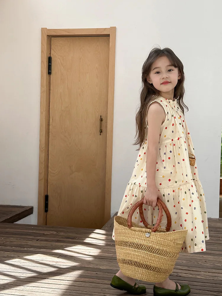 Humor Bear Kids Clothing Summer Polka Dot Skirt Fashion Casual Vest Princess Dress Comfort Children Girls dress 251014