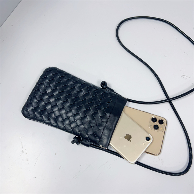 Luxury Brand Designer Bag Fashion Simple New Crossbody Small Bag Trendy Solid Color Woven Single Shoulder Vertical Casual Phone Bag Niche Women's