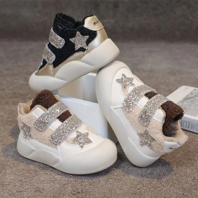 Autumn Winter Fashion Warm Sneakers MagicTape Thick Bottom Flat Sports Shoes Comfortable Casual SlipOn Leisure Sneakers 251014