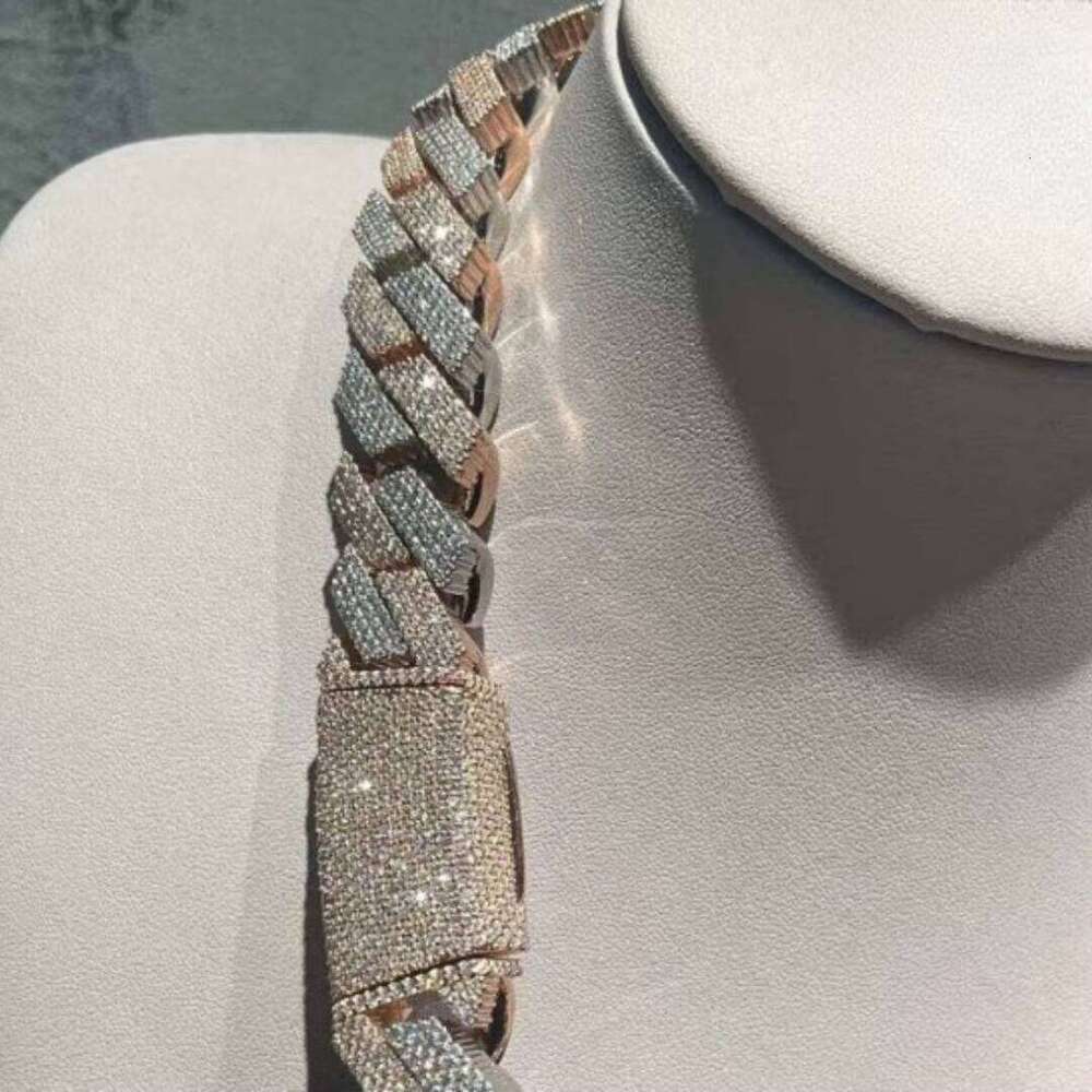 Moissanite Iced Out Cuban Link Chain for Men Hip Hop Jewelry Gold Plated VVS Bling Choker Necklace Wholesale