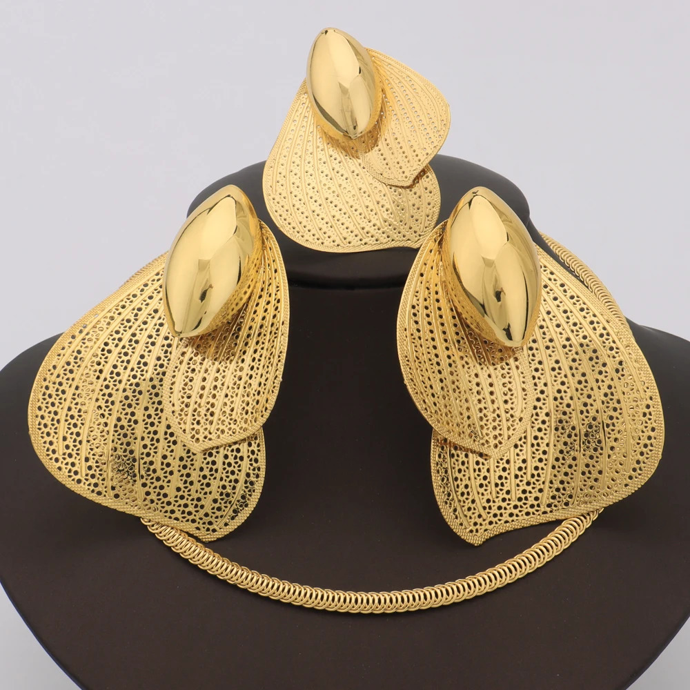 African Necklace Earrings Ring Set Geometric Irregular Women Nightclub Party Jewelry Anniversary Gift For Wedding 251016