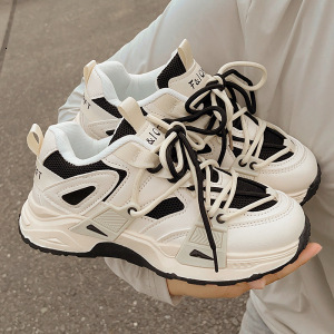 New women's sports shoes with wool lining for warmth, black and white straps, fashionable soft sole, anti slip, designer children's shoes