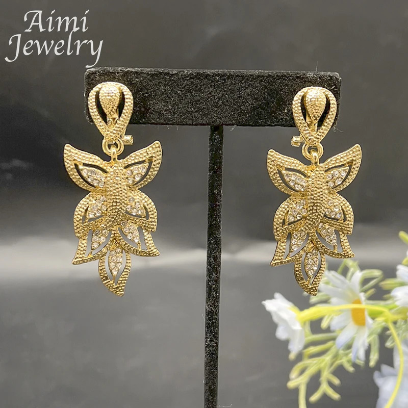 Rhinestone 18K Gold Plated 4Pcs Jewelry Set for Women Necklace Earring Bracelet Ring African Bridal Wedding Party Gifts 251016