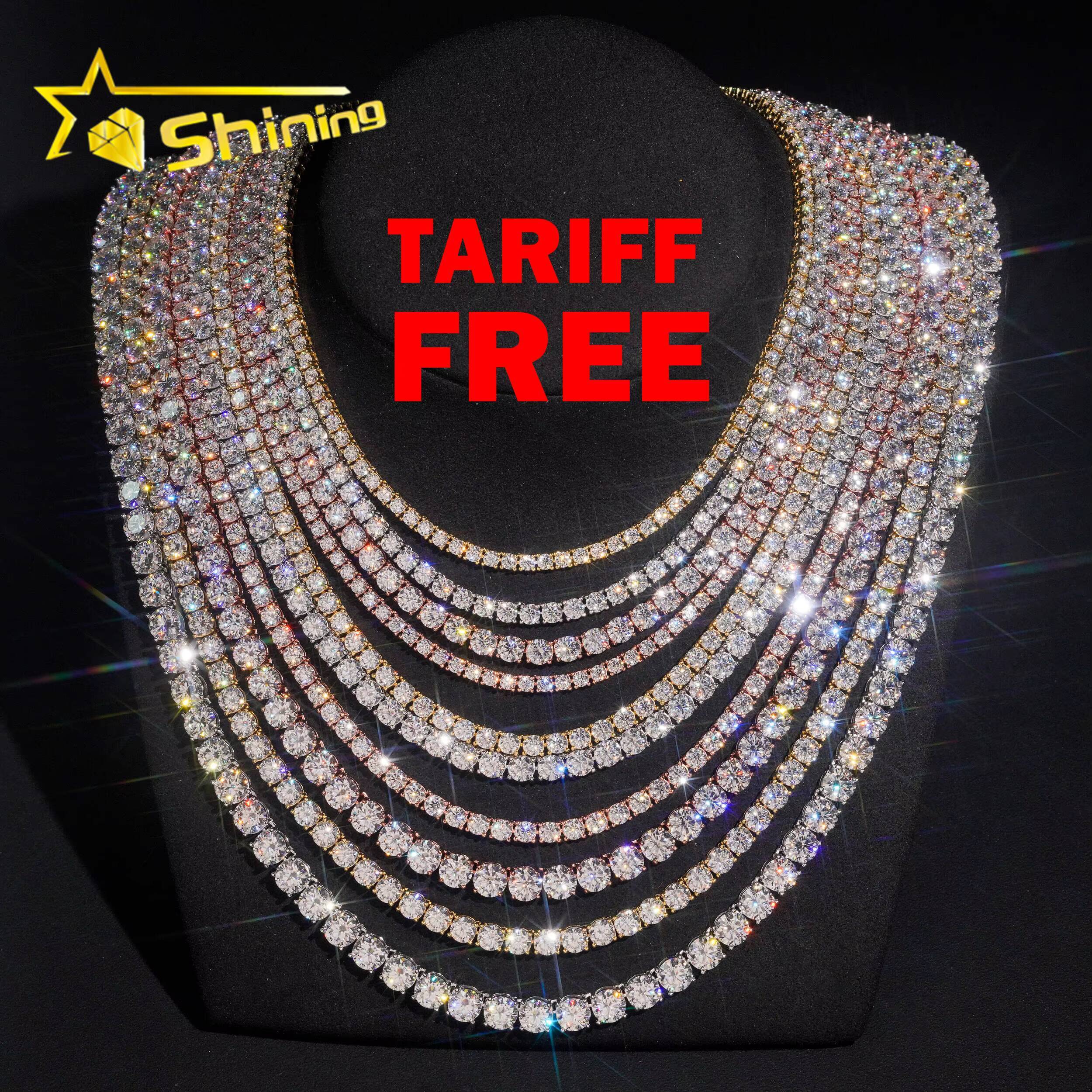 Pass Diamond Tester RTS Hip Hop Jewelry Charms Iced Out 20mm65mm Lab Diamond 925 Silver VVS Moissanite Tennis Chain Necklaces