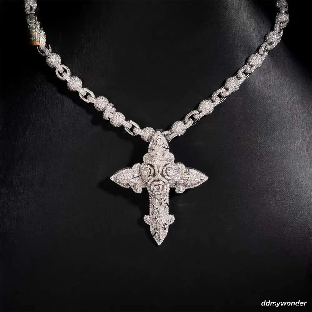Hip Hop Jewelry Iced Out Cross For Cuban Link Chain Sier Moissanite Dia Charm Pendant Ddmywonder