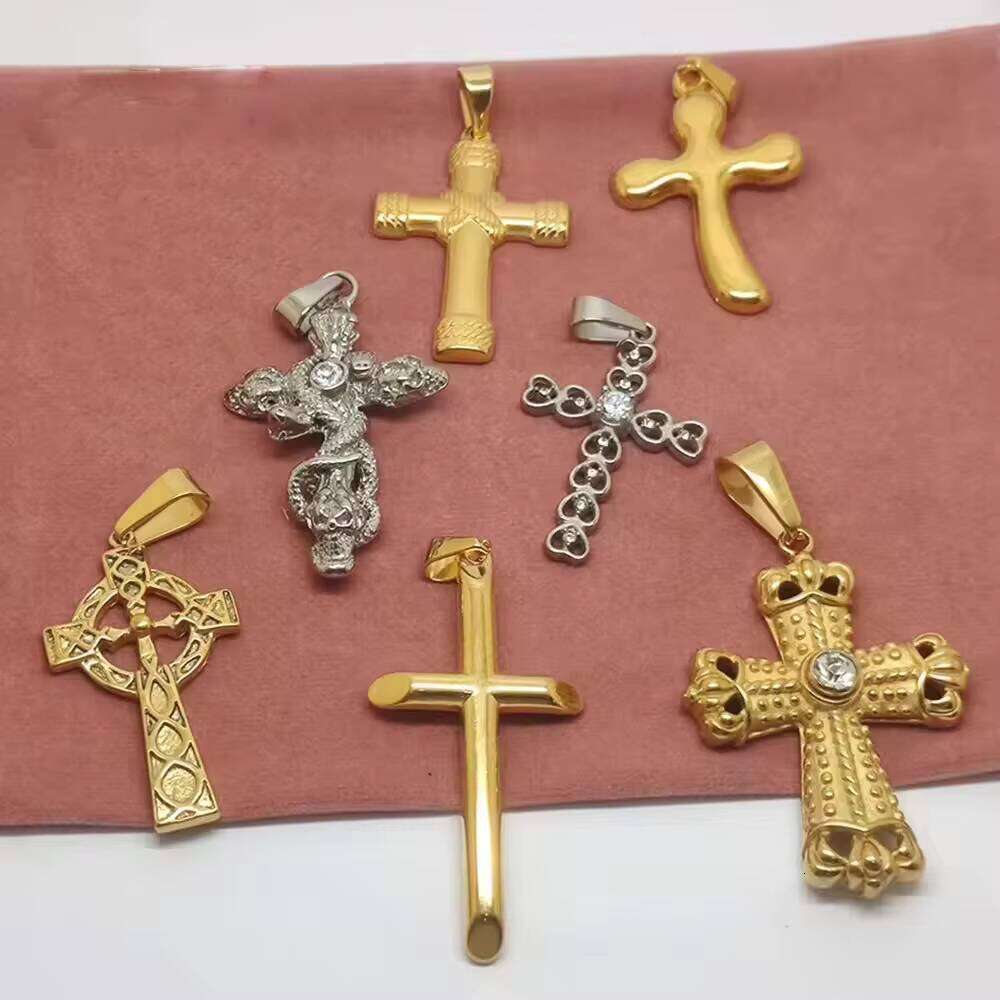 14k Gold Plated sterling silver Christian Religious Jesus Charm Cross Pendant for Women and Men