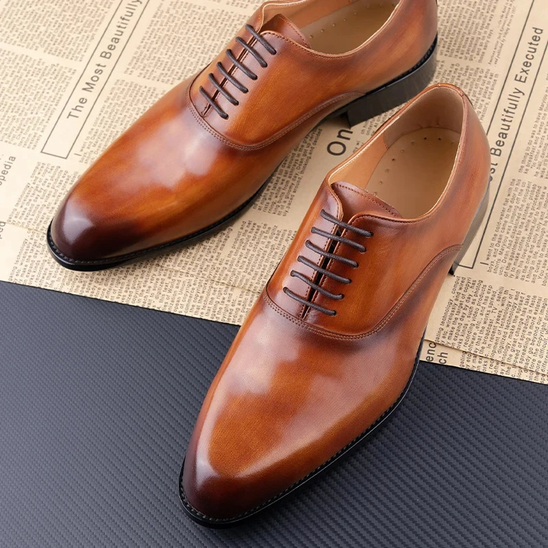 Elegant Men Leather Dress Shoe Sapato Social Masculino Party Office Suit Matches Comfortable Handcrafted Business Mans Footwear 251017