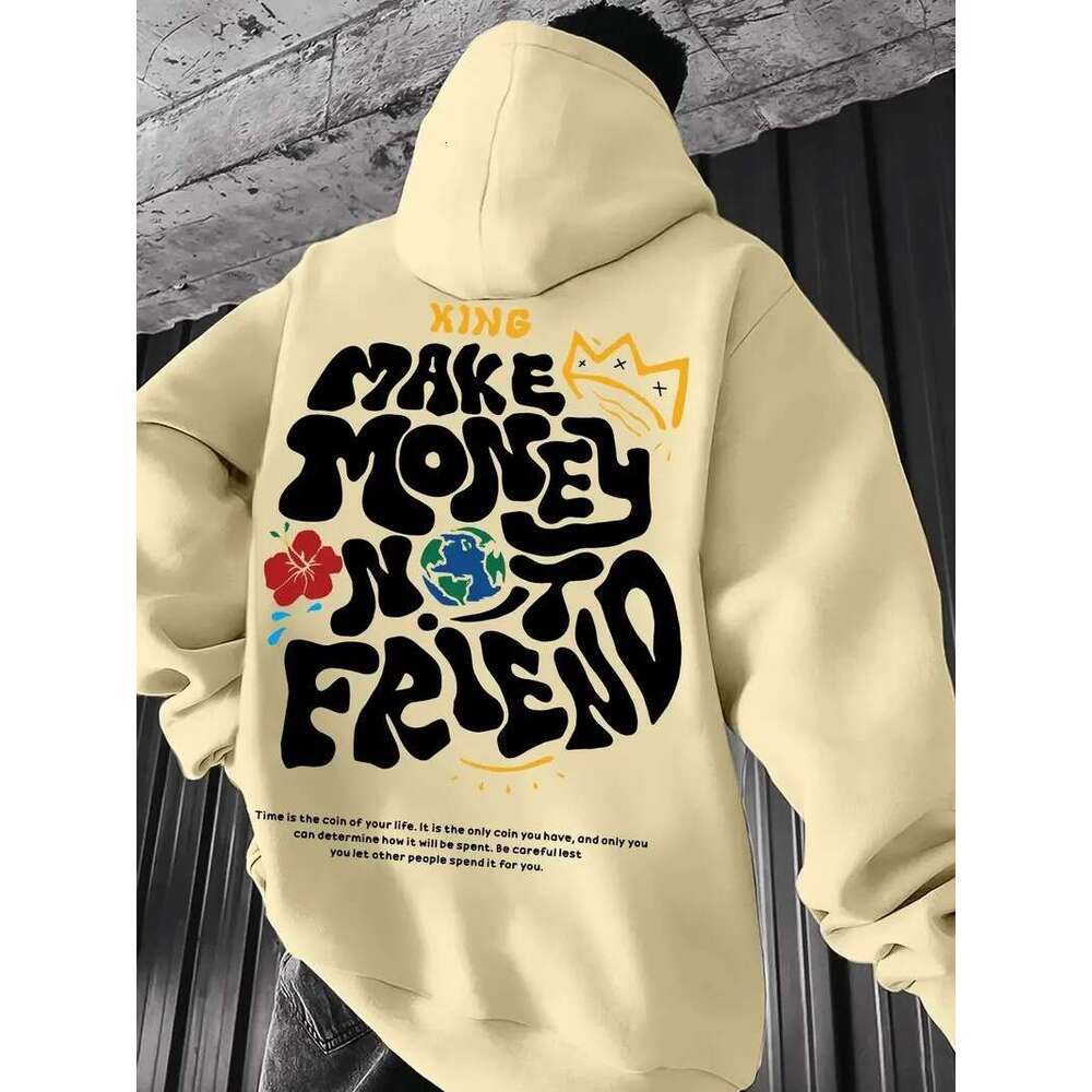 Fashionable Element Print Hoodies, Casual Pullover Sweatshirt With Long Sleeves, Slightly Stretchy Knit Polyester Fabric
