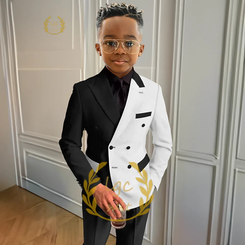Boys suit dress color matching suit 2 piece set jacket trousers childrens fashion wedding party cocktail dinner suit 251017