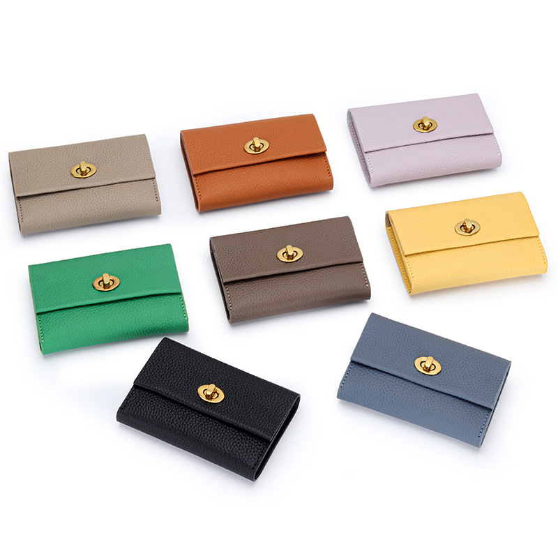 Luxury Brand Designer Bag Full Leather Small Card Holder Women's Short First Layer Cowhide Business Card Holder Multifunctional Niche Design Fash