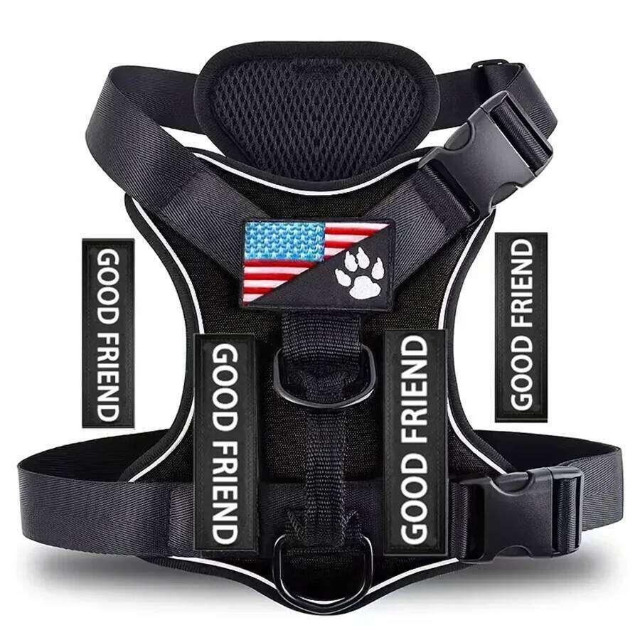 Reflective Dog Vest Harness With 5PCS Patches, Adjustable Soft Oxford Pet Harness, Inner Layer Mesh, Easy T