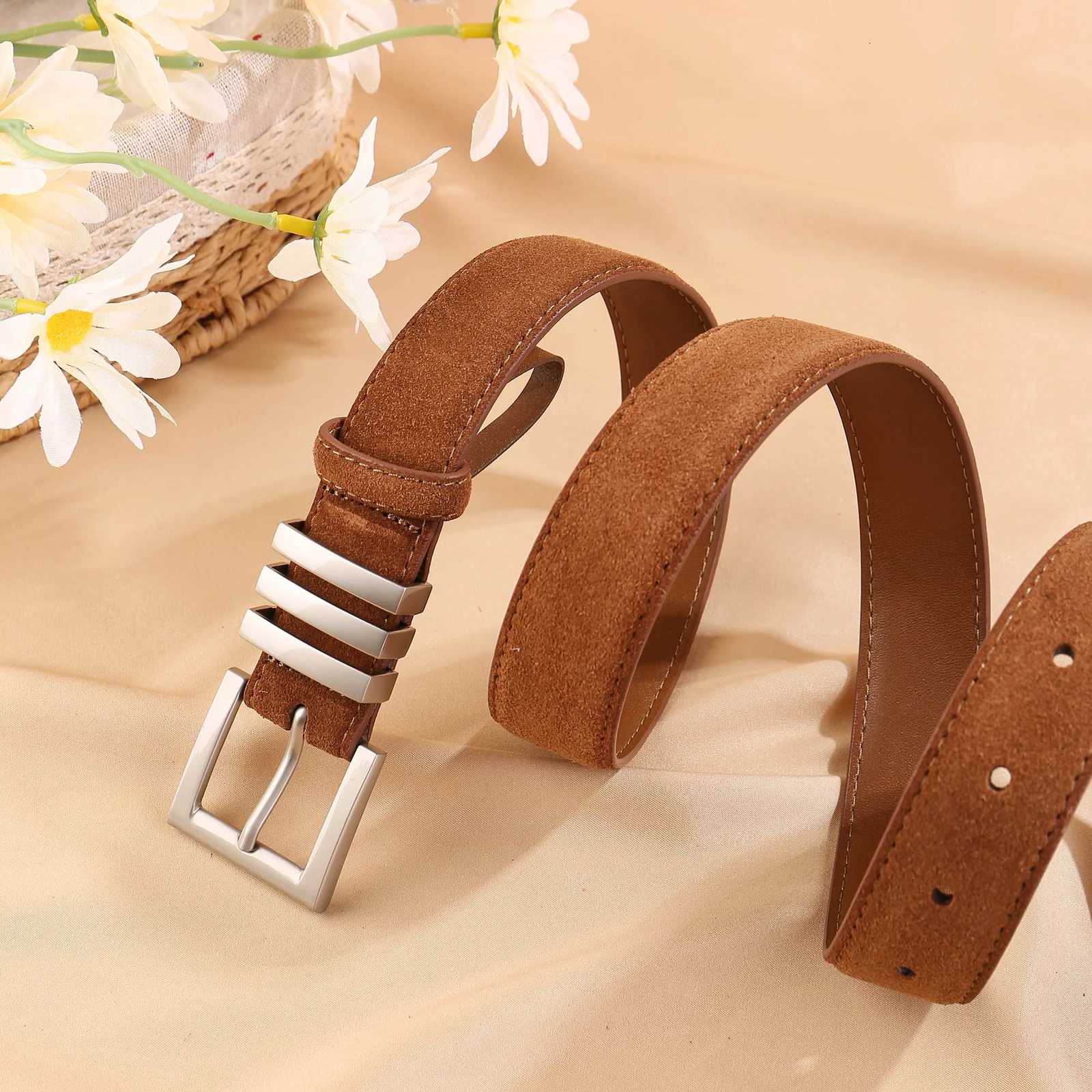 Genuine Leather Women Casual Leather Belt for Jean Pants adjust Silver Matte Buckle Fashion Black Western Belts for Women W251018