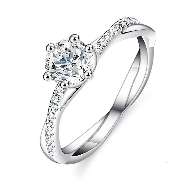 Certified 1CT Moissanite Diamond Wedding Ring for Women 925 Sterling Silver Classic Luxury Jewelry