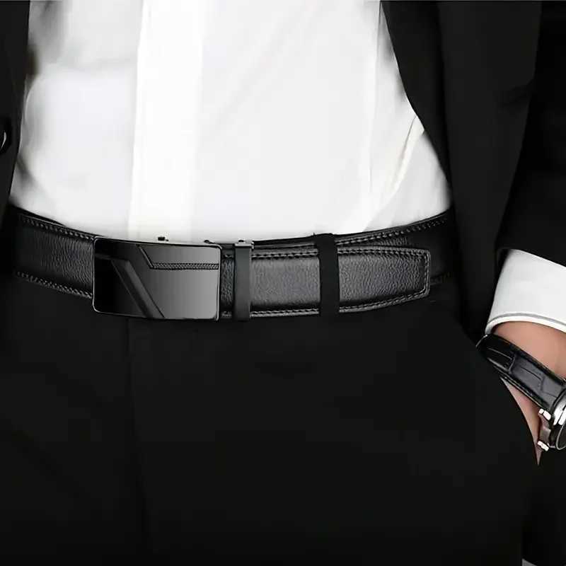 Fashion Automatic Buckle Belt for Men Famous Brand Business Belt Men PU Leather Waist Straps Black Male Jeans Belts for Men W251018