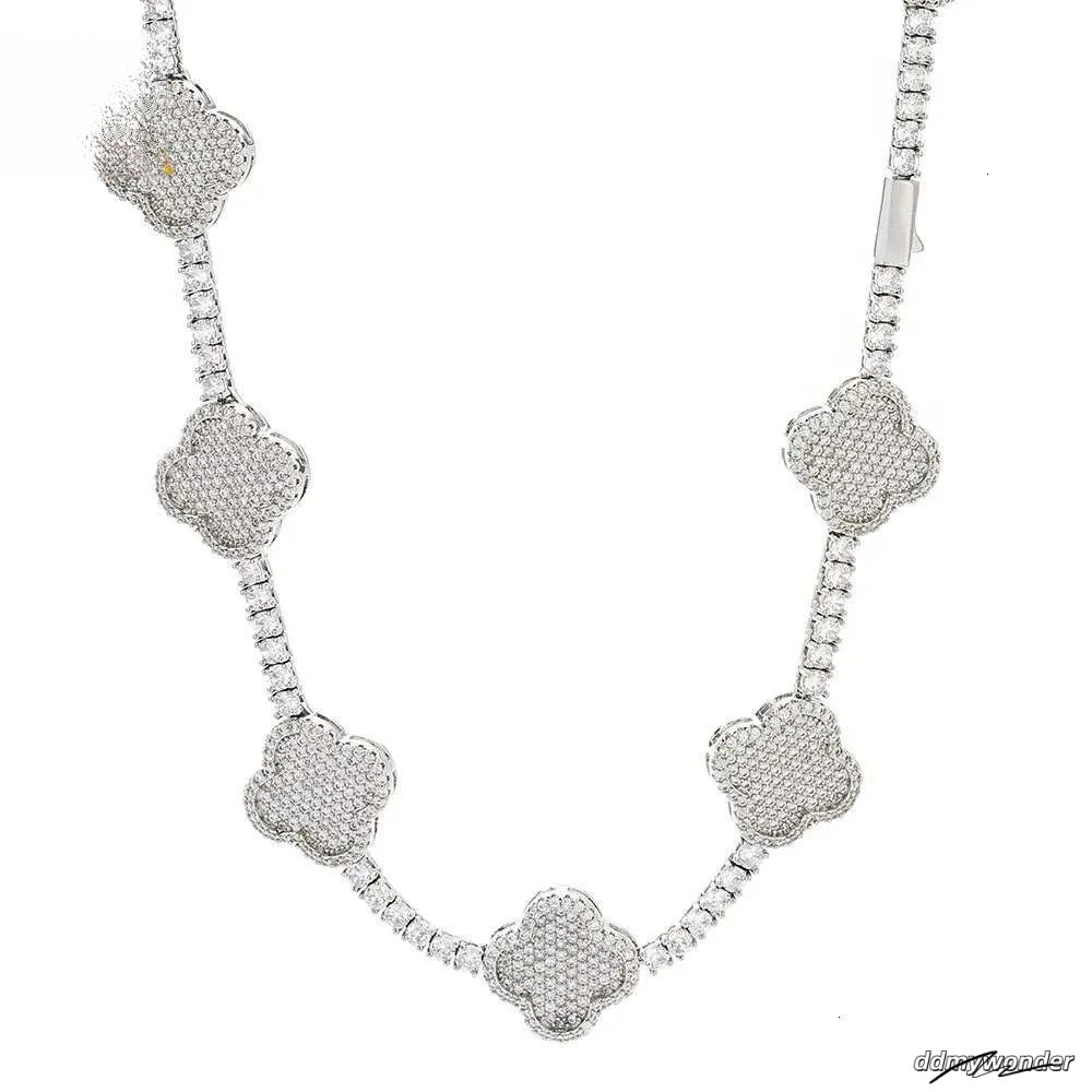 Iced Out Tennis Chain Micro Pave Cubic Moissanite Necklace: Wholesale Bling Dia Hip Hop Jewelry For Women Party Gift Ddmywonder