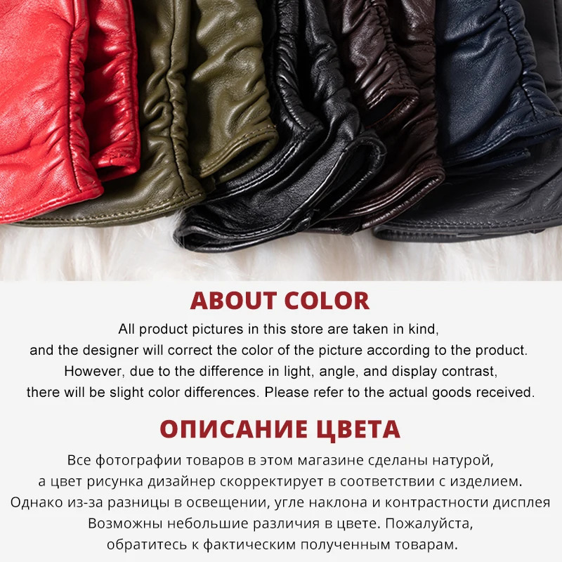 Classic pleated leather gloves women color real leather gloves women sheepskin Genuine Leather winter gloves women2081 251015