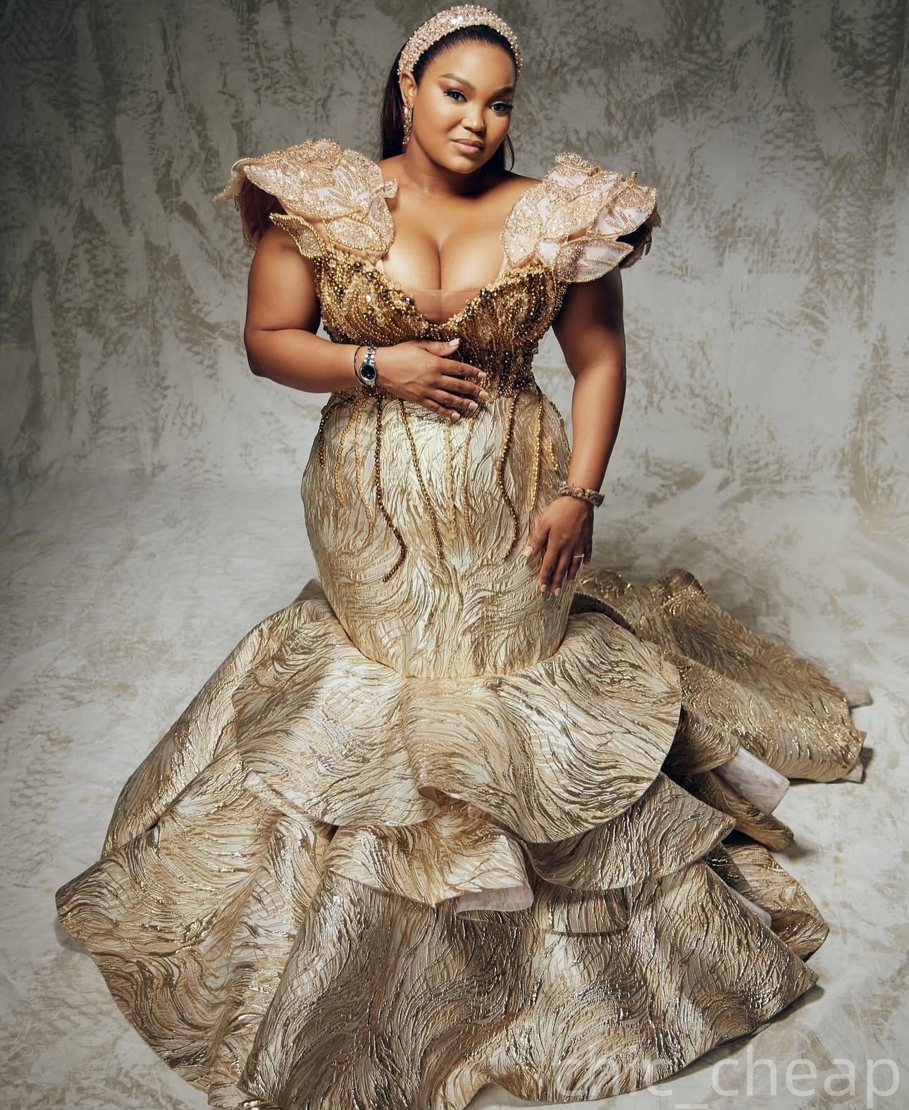 Gold Mermaid Prom Dresses 2025 Beaded Crystals Florals Satin Evening Formal Party Second Birthday Engagement Gowns Plus Size Dress For Special Occasio