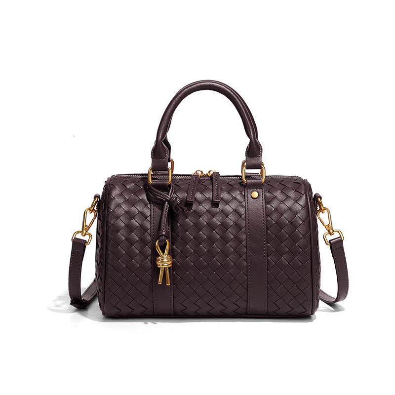 Spring Summer New Handheld Boston Woven Business Commuter Travel Bag Single Shoulder Crossbody Handbag