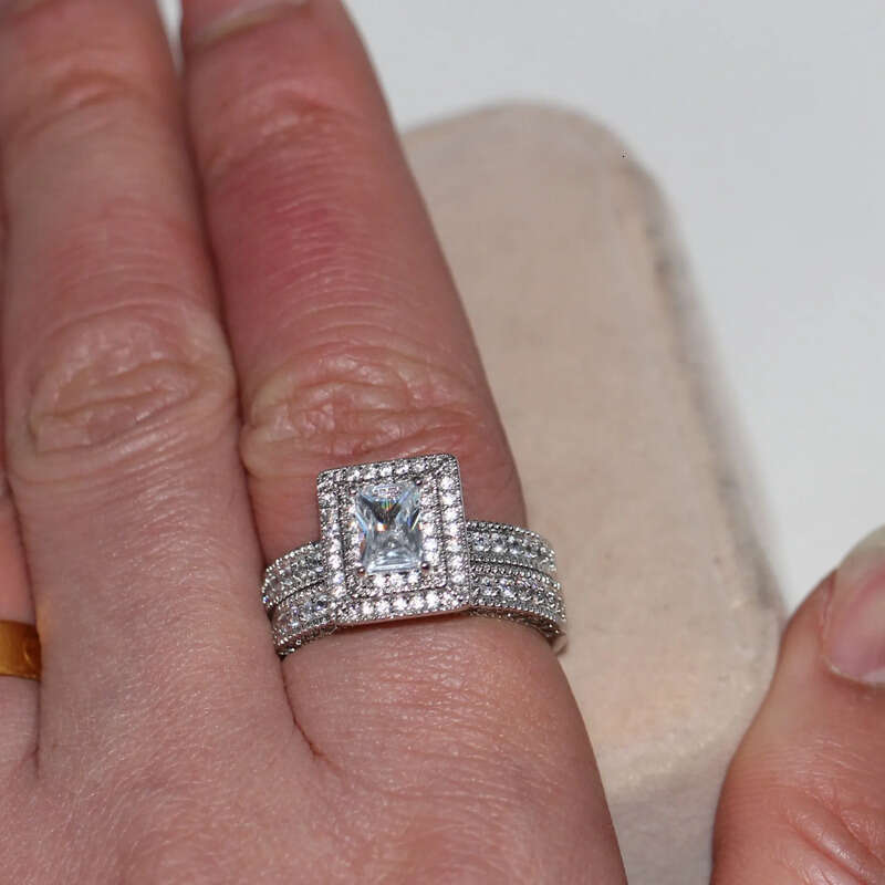 Victoira Wieck choucong Fashion Jewelry 14KT Gold Filled Princess Cut White Topaz CZ Dia Gemstones Women Wedding Bridal Ring Set