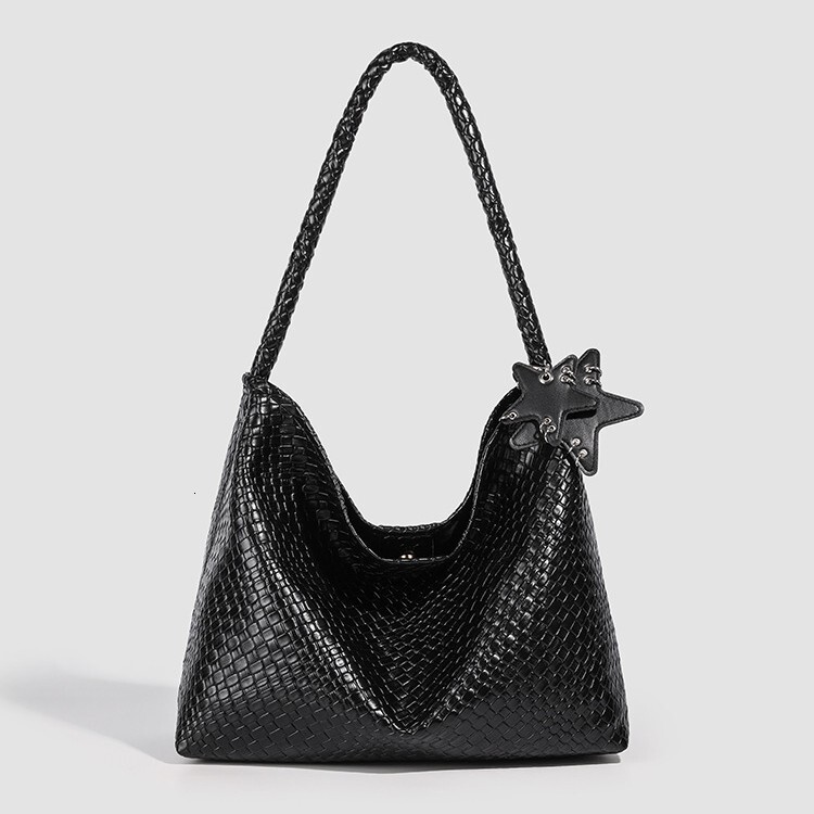 Luxury Brand Designer Bag 2025 New Summer Commuting Travel Tote Bag Imitation Woven Large Capacity Champagne Color Tote Bag Fashion Single Shoulder Ba