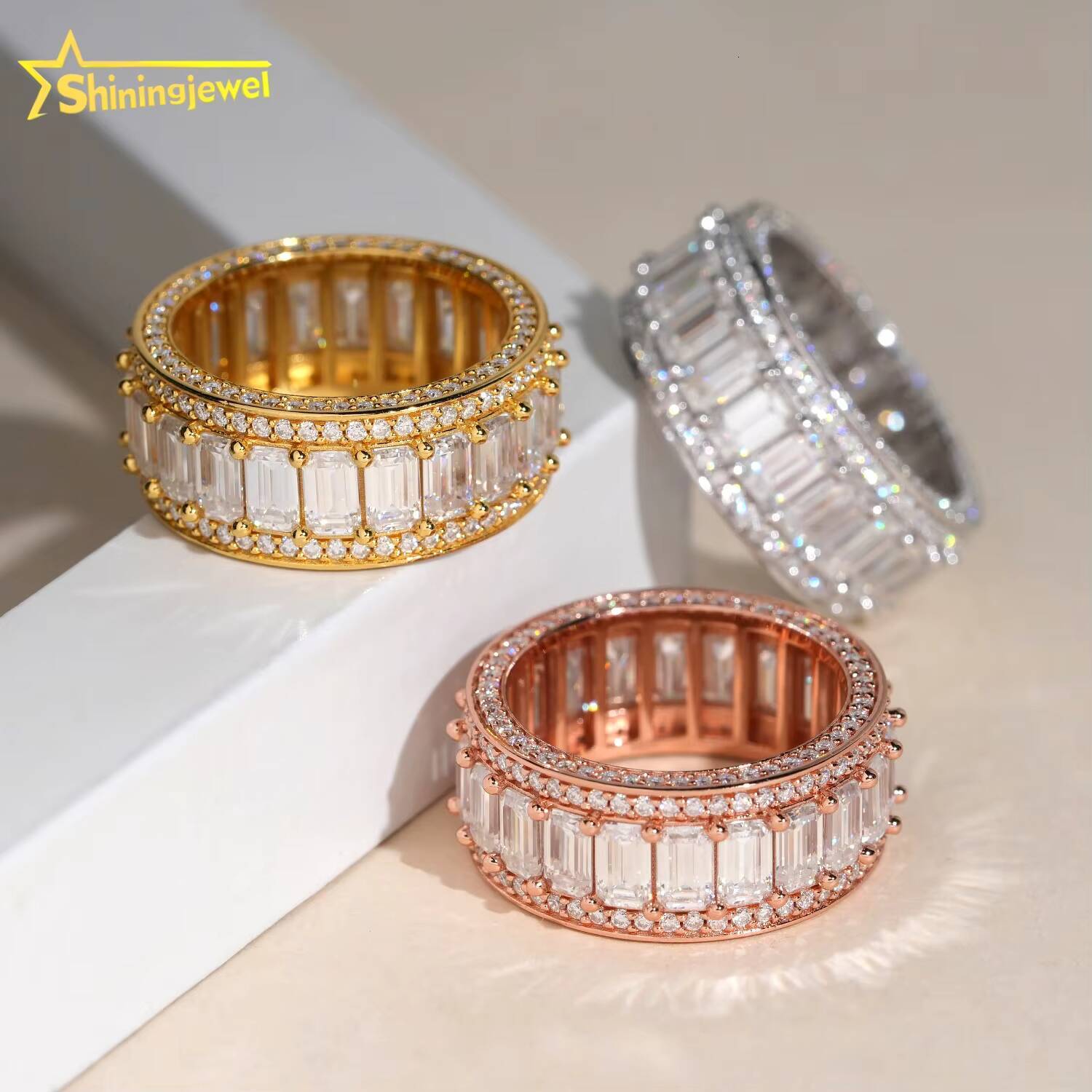 Hip Hop Rings 925 Silver Moissanite Diamond Men Wedding Band Rings Iced Out Rings Pass Diamond Tester