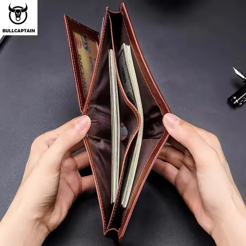 BULLCAPTAIN Genuine Leather Wallet Male er Business Wallet Multifunction Storage Purse Rfid Card Package Wallet Men 251013
