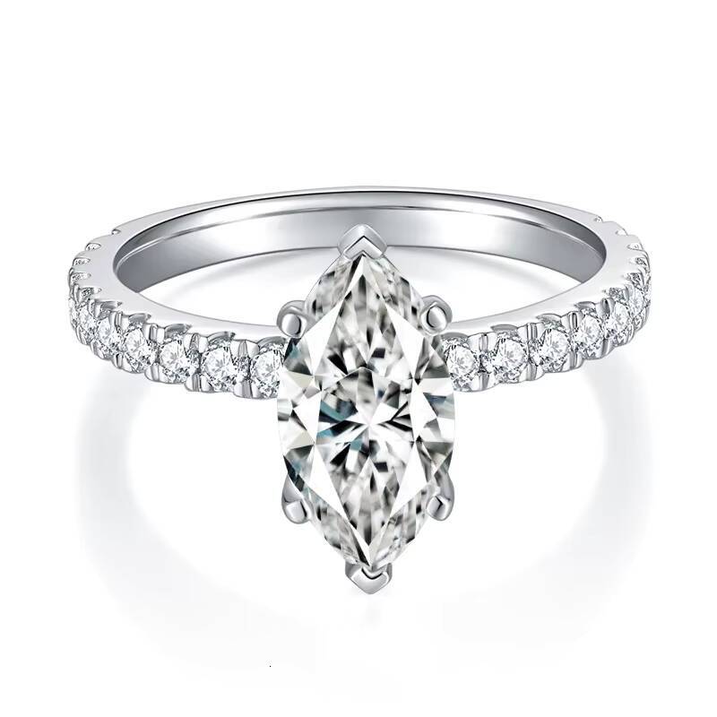 Wholesale 2CT 4CT Moissanite Rings S925 Sterling Silver White Gold Plated Gra Certified Women Engagement Ring Moissanite Ring